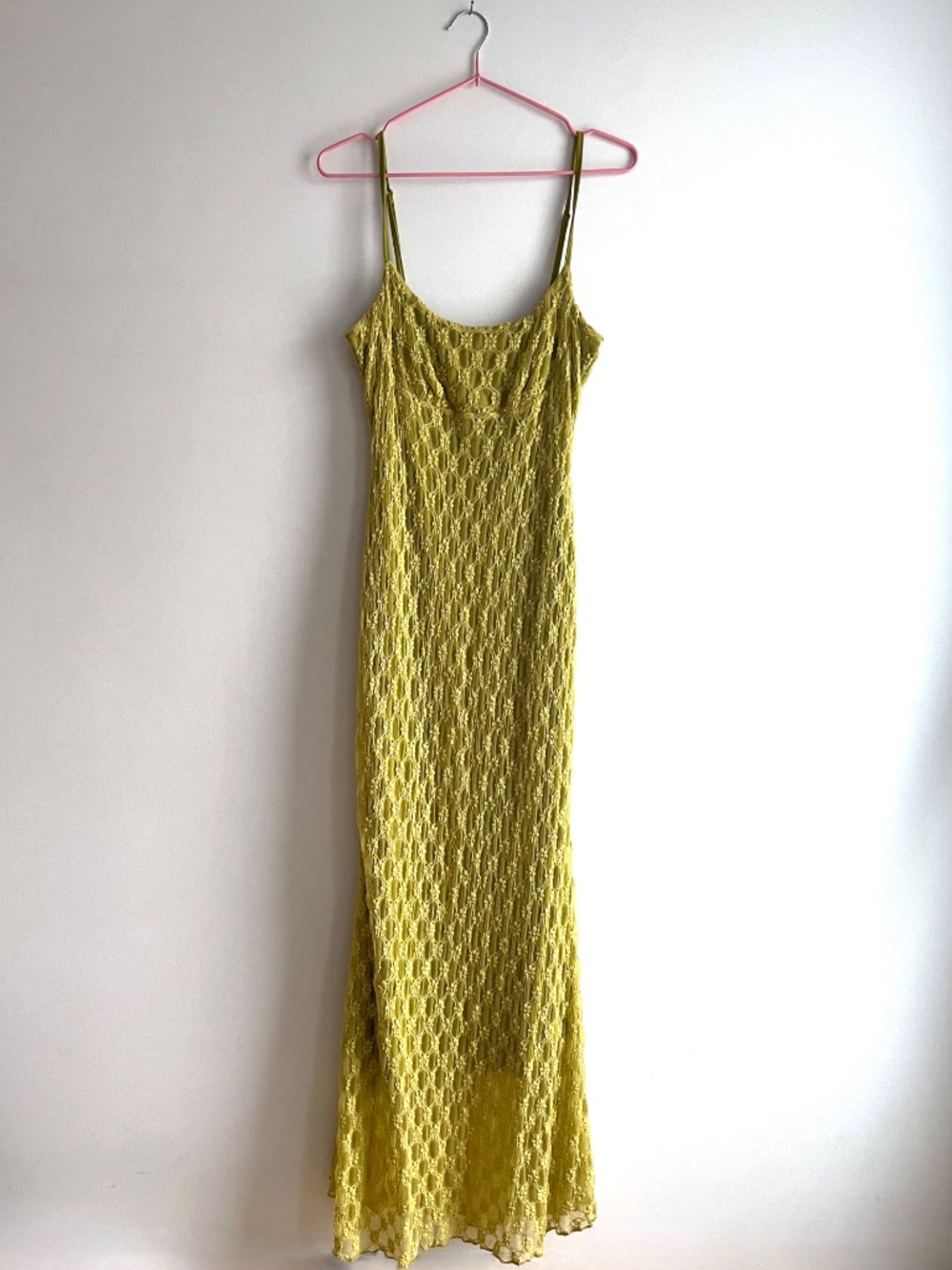 Lacy mermaid maxi dress in vivid chartreuse - Size L